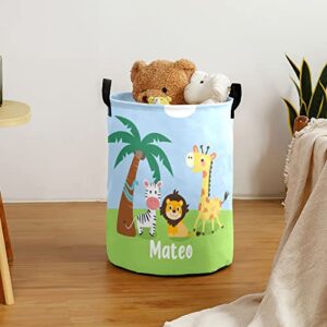 Yeshop Jungle Lion Giraffe Zebra Personalized Laundry Basket Clothes Hamper with Handles Waterproof ,Collapsible Laundry Storage Baskets for Bathroom,Bedroom Decorative 19.7inchHx14.2inchD