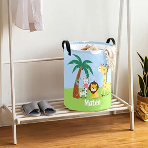 Yeshop Jungle Lion Giraffe Zebra Personalized Laundry Basket Clothes Hamper with Handles Waterproof ,Collapsible Laundry Storage Baskets for Bathroom,Bedroom Decorative 19.7inchHx14.2inchD