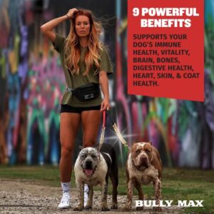 Dog Vitamins Total Health Dog Chews by Bully Max | Puppy and Adult Dog Omega 3 Supplement | Health and Immunity Vitality Chews | Performance Series Muscle Builder for All Breeds | 75 Chews per Bag