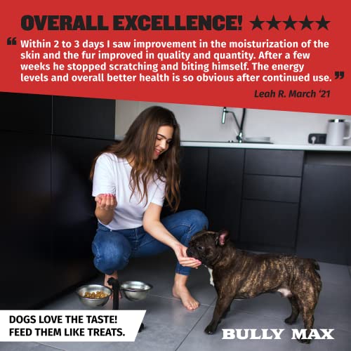 Dog Vitamins Total Health Dog Chews by Bully Max | Puppy and Adult Dog Omega 3 Supplement | Health and Immunity Vitality Chews | Performance Series Muscle Builder for All Breeds | 75 Chews per Bag