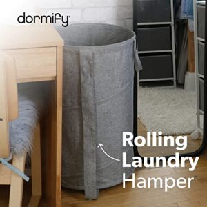 Pop Up Laundry Hamper Backpack Extra Large Round with Wheels, Shoulder Strap for Dorms, Apartments, Homes, and Travel