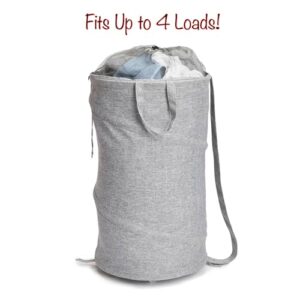 Pop Up Laundry Hamper Backpack Extra Large Round with Wheels, Shoulder Strap for Dorms, Apartments, Homes, and Travel