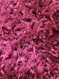 dark pink crinkle cut shred shredded paper filler valentine's day, 8 oz.