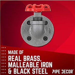 PIPE DECOR Coat Hook Red Industrial Water Spigot Valve Wall Mount with Real Iron Plumbing Fittings for Home, Office or Retail Space 2-Pack