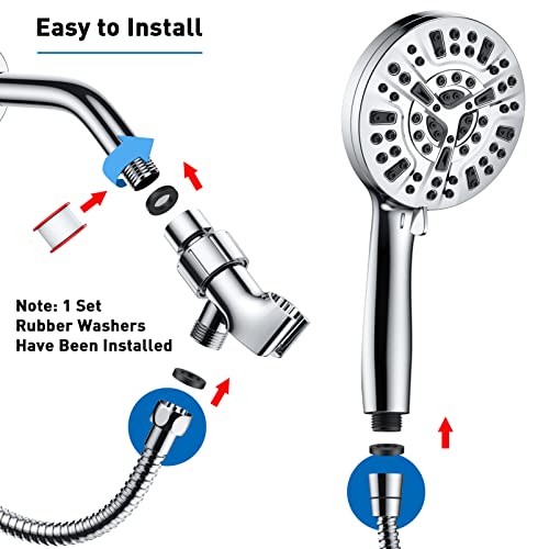 Sosirolo High Pressure Shower Head with Handheld, 8 Spray Settings + 2 Power Jet Modes Shower Heads, 5.04" Detachable Showerhead Set with Stainless Steel Hose and Adjustable Bracket