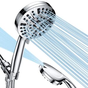 sosirolo high pressure shower head with handheld, 8 spray settings + 2 power jet modes shower heads, 5.04" detachable showerhead set with stainless steel hose and adjustable bracket