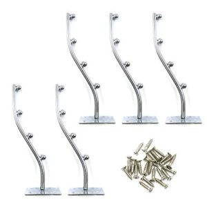 Tsnamay Wall Mount Waved Waterfall Hanger Rack 4 Beads Garment Display Hook with Screws-5Pcs