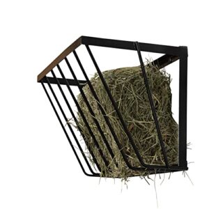 shedorize hay rack - premium quality hay feeder rack for horses, goats & sheep - designed to hold 4 cakes of hay - wall mounted horse feed bucket with rounded edges (27 x 13 x 14.5 inches)