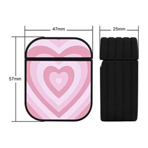 Illians OOK Case Compatible with Airpods 1&2 Magnetic Closure Full Body Protective Hard Plastic Airpods Case Pink Heart Design Wireless Charging Black Cover with Ring Key-Chain