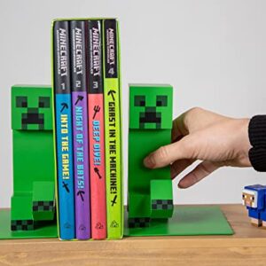 Minecraft 6-Inch Creeper Bookends, Set of 2 | Bookshelf Decor Room Essentials, Storage Organizer for Shelves and Desktops, Book Stoppers | Video Game Gifts And Collectibles