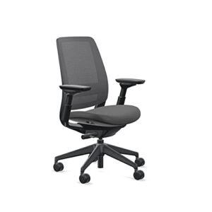 steelcase series 2 office chair, black frame and 3d microknit back, era fabric (onyx)