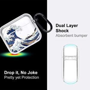 MOSNOVO Airpods 3 Case, Apple Airpods 3 Case, Cool Tokyo Wave Clear Case Design with Luxe Metal Ring Shockproof Protective Cover Case for AirPods 3rd Generation