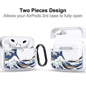 MOSNOVO Airpods 3 Case, Apple Airpods 3 Case, Cool Tokyo Wave Clear Case Design with Luxe Metal Ring Shockproof Protective Cover Case for AirPods 3rd Generation