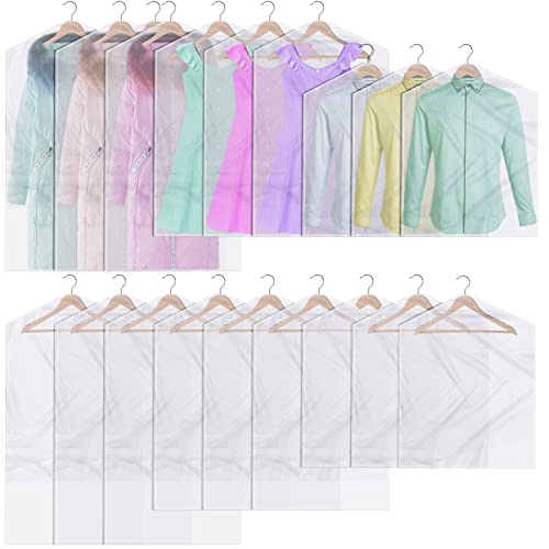 60 Pcs 3 Sizes Dry Cleaner Bags Plastic Clear Garment Bags Can Be Hung Transparent Clothes Dust Cover for Suits, Dresses, Gowns, Coats, Uniforms