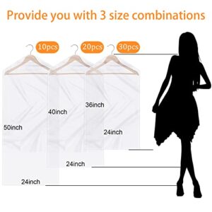 60 Pcs 3 Sizes Dry Cleaner Bags Plastic Clear Garment Bags Can Be Hung Transparent Clothes Dust Cover for Suits, Dresses, Gowns, Coats, Uniforms