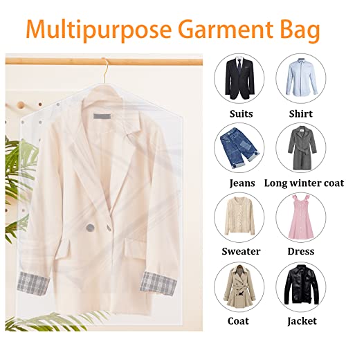60 Pcs 3 Sizes Dry Cleaner Bags Plastic Clear Garment Bags Can Be Hung Transparent Clothes Dust Cover for Suits, Dresses, Gowns, Coats, Uniforms