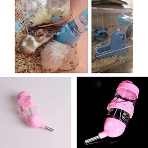 3 in 1 Hamster Water Bottle + Flying Saucer Exercise Wheel for Dwarf Hamster Mouse Rat Hedgehog (Pink)