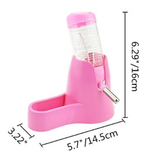 3 in 1 Hamster Water Bottle + Flying Saucer Exercise Wheel for Dwarf Hamster Mouse Rat Hedgehog (Pink)