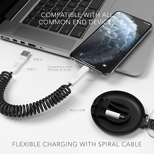 VONMÄHLEN Allroundo All-in-One 6-in-1 Charging Cable with 5 Ports - Micro USB, USB-C - for Mobile Phones and Mobile Devices - Compatible with iPhone, Samsung, Huawei, etc - Black