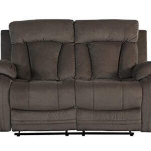 Blackjack Furniture Elton Microfiber, Modern Recliner Chair for Living Room and Home Theater, 63" W x 38" D x 40" H, Den Loveseat, Brown