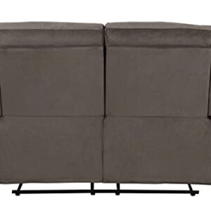 Blackjack Furniture Elton Microfiber, Modern Recliner Chair for Living Room and Home Theater, 63" W x 38" D x 40" H, Den Loveseat, Brown