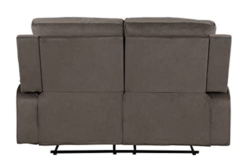Blackjack Furniture Elton Microfiber, Modern Recliner Chair for Living Room and Home Theater, 63" W x 38" D x 40" H, Den Loveseat, Brown