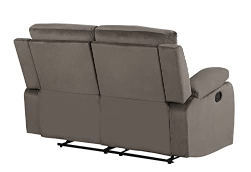 Blackjack Furniture Elton Microfiber, Modern Recliner Chair for Living Room and Home Theater, 63" W x 38" D x 40" H, Den Loveseat, Brown
