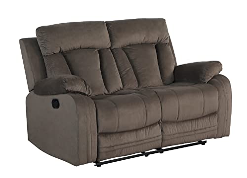 Blackjack Furniture Elton Microfiber, Modern Recliner Chair for Living Room and Home Theater, 63" W x 38" D x 40" H, Den Loveseat, Brown