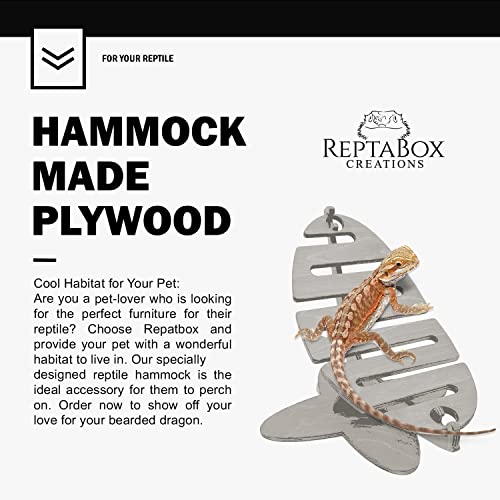 Reptabox Creations Reptile Hammock- Bearded Dragon Hammock Made Plywood - Reptile & Amphibian Habitat Décor Suitable for Gecko, Bearded Dragon, Uromastyx - Available in 6 Colors (19” L 12”H)