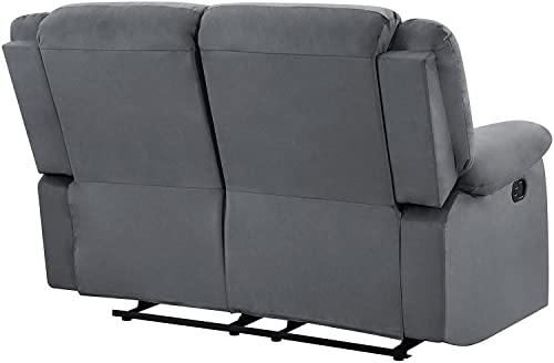 Blackjack Furniture Winthrop Microfiber, Modern Recliner Chair for Living Room and Home Theater, 60" L x 35" W x 40" H, Den Loveseat, Gray