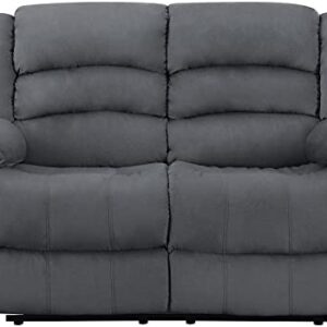 Blackjack Furniture Winthrop Microfiber, Modern Recliner Chair for Living Room and Home Theater, 60" L x 35" W x 40" H, Den Loveseat, Gray