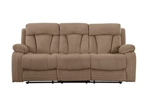 blackjack furniture elton microfiber reclining modern living room sofa, beige