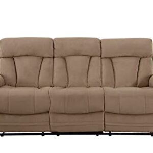 Blackjack Furniture Elton Microfiber Reclining Modern Living Room Sofa, Beige