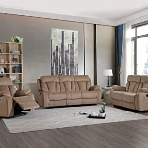 Blackjack Furniture Elton Microfiber Reclining Modern Living Room Sofa, Beige