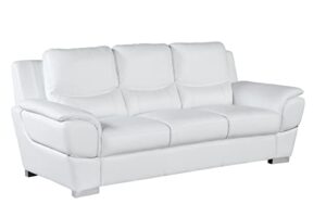 blackjack furniture binion leather match upholstered modern living room sofa, white