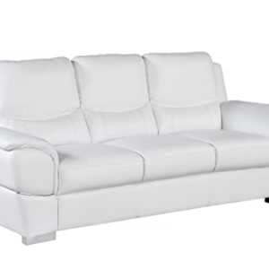 Blackjack Furniture Binion Leather Match Upholstered Modern Living Room Sofa, White