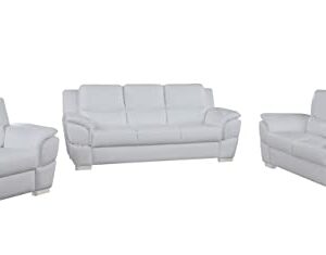 Blackjack Furniture Binion Leather Match Upholstered Modern Living Room Sofa, White