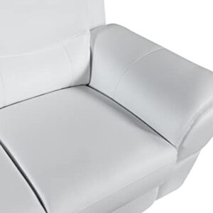 Blackjack Furniture Binion Leather Match Upholstered Modern Living Room Sofa, White