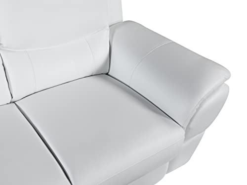 Blackjack Furniture Binion Leather Match Upholstered Modern Living Room Sofa, White