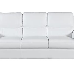 Blackjack Furniture Binion Leather Match Upholstered Modern Living Room Sofa, White