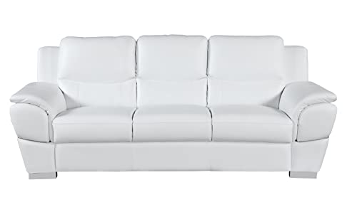 Blackjack Furniture Binion Leather Match Upholstered Modern Living Room Sofa, White