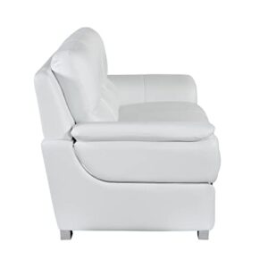 Blackjack Furniture Binion Leather Match Upholstered Modern Living Room Sofa, White