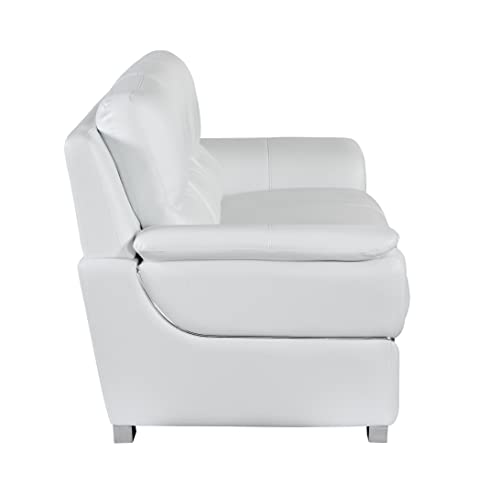 Blackjack Furniture Binion Leather Match Upholstered Modern Living Room Sofa, White