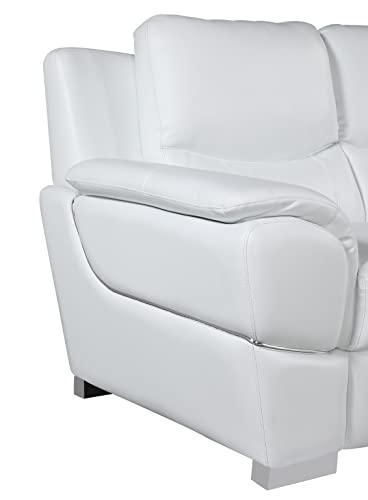 Blackjack Furniture Binion Leather Match Upholstered Modern Living Room Sofa, White