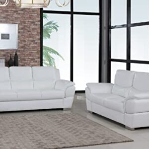 Blackjack Furniture Binion Leather Match Upholstered Modern Living Room Sofa, White