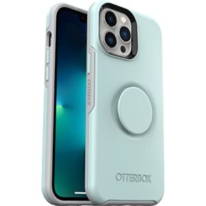otterbox iphone 13 pro max & iphone 12 pro max otter + pop symmetry series case - tranquil waters (blue), integrated popsockets popgrip, slim, pocket-friendly, raised edges protect camera & screen