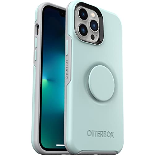 OtterBox iPhone 13 Pro Max & iPhone 12 Pro Max Otter + Pop Symmetry Series Case - TRANQUIL WATERS (Blue), integrated PopSockets PopGrip, slim, pocket-friendly, raised edges protect camera & screen