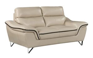 blackjack furniture bailey leather match upholstered living room loveseat, beige