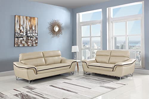 Blackjack Furniture Bailey Leather Match Upholstered Living Room Loveseat, Beige