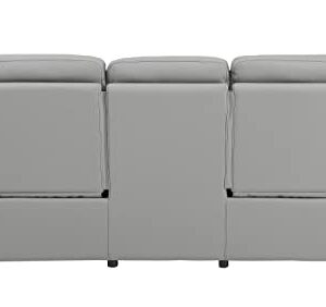 Blackjack Furniture Walker Leather Match Upholstered Reclining Living Room Sofa, Gray